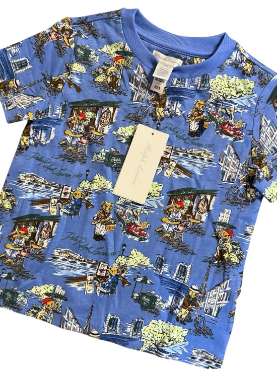 Ralph Lauren Other - Ralph Lauren Polo Bear Paris Graphic T-Shirt Toddler 24M Blue Cotton NWT